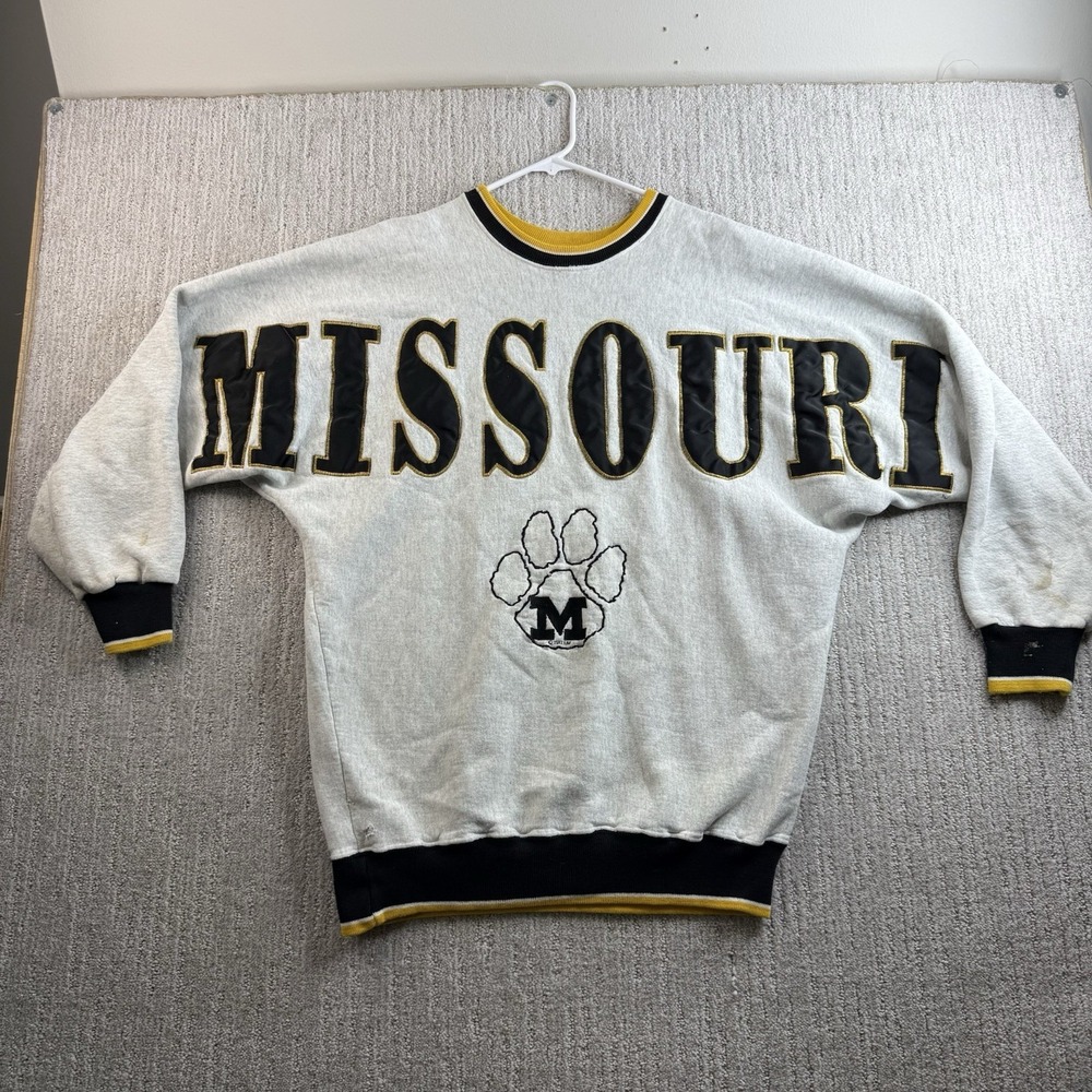 Vintage Missouri Tigers Spellout Sweatshirt Size Large Legends USA Grey